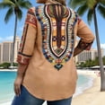 thumbnail image 5 of Mifsaly Womens Summer Tops African Embroidered Print 3/4 Sleeve Top Oversized Comfortable Casual Blouses Ethnic Cultural Events Vintage Clothes L, 5 of 7