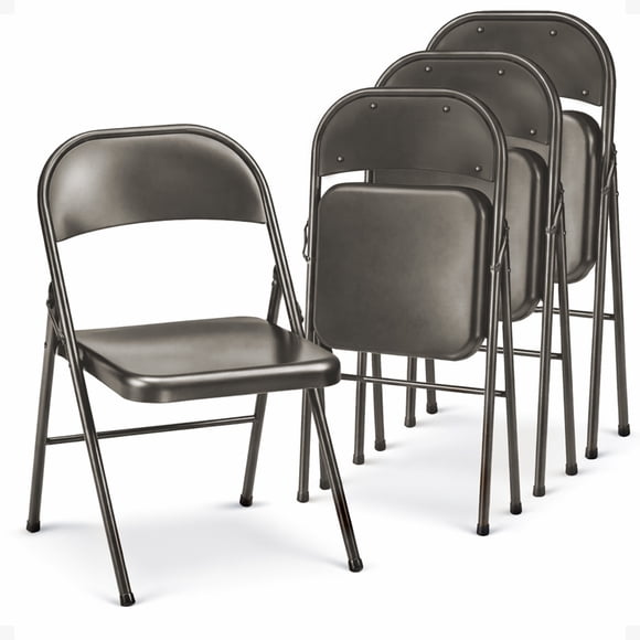 MECO Sudden Comfort All Steel Folding Chair Set, Cinnabar (Set of 4)