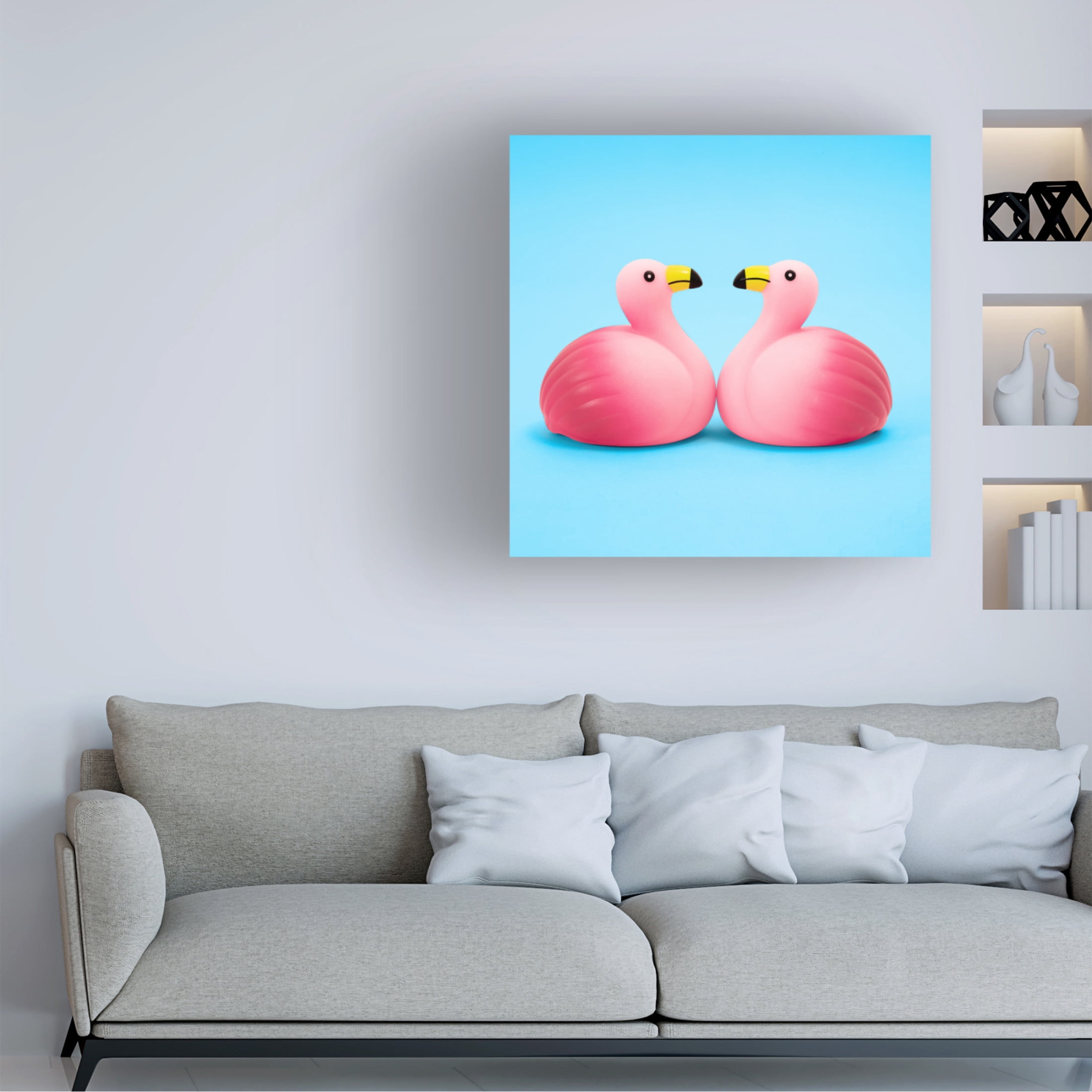 Canvas Wall Art - Julia Ramiro 'Flamencos.4' Wall Art for Living Room, Bedroom, or Office Décor by Trademark Fine Art - 35 x 35 Inches