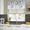thumbnail image 4 of 2 Pack Navy Blue Leaves Valances for Windows Bedroom Living Room Window Treatments, Summer Botanical Rod Pocket Valance Drapes Short Kitchen Curtains Over Sink 42"x12", 4 of 8