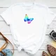 thumbnail image 3 of Camiseta con estampado de pétalos de mariposa para mujer, blusa de manga corta y cuello redondo, camisetas gráficas bonitas, Tops femeninos Clothin, nueva moda, 3 of 5