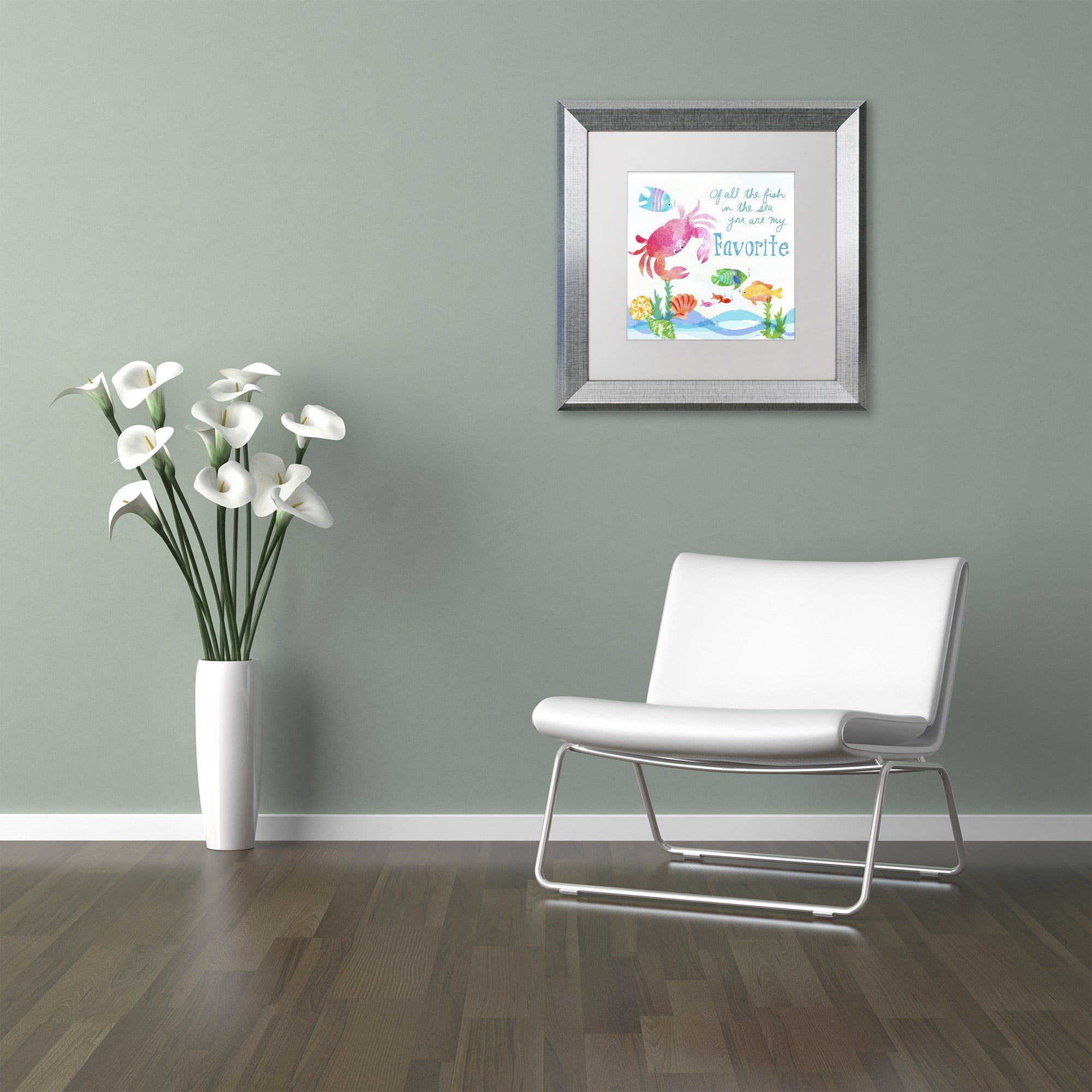 Trademark Fine Art "Crab" Canvas Art by Lisa Powell Braun, White Matte, Silver Frame