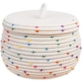 thumbnail image 1 of Cesta de almacenamiento tejida con cuerda de algodón, soporte de escritorio para almacenamiento, organizador de almacenamiento para el hogar con tapa, 1 of 6
