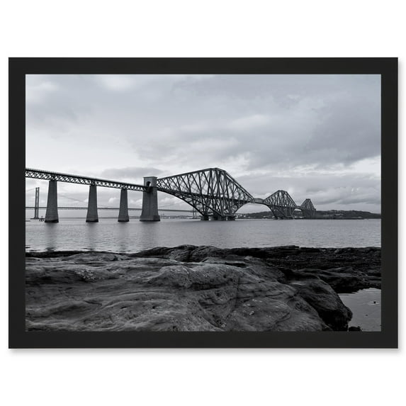Photo Landmark River Forth Rail Bridges Road Scotland Artwork Framed Wall Art Print A4