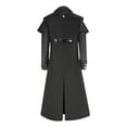 thumbnail image 4 of WREESH Mens Steampunk Long Trench Coat Gothic Vintage Tailcoat Jacket Lapel Zip Up Overcoat Leather Deco Lace Up Frock Coat Black, 4 of 5