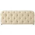 thumbnail image 4 of Posh Living Brice Modern Button-Tufted Linen Fabric Bench in Beige, 4 of 8