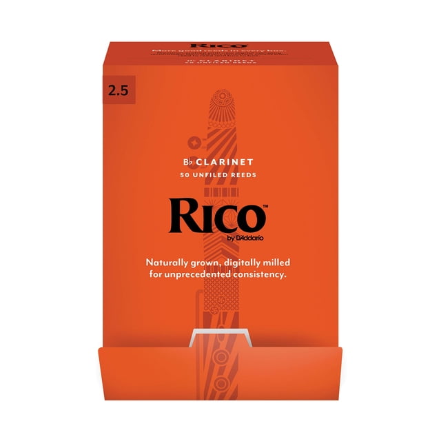 Cañas para clarinete D'Addario Woodwinds Rico RCA0125-B50 2.5, paquete de 50