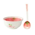 thumbnail image 1 of 1 Set of Adorable Bowl with Spoon Ceramic Soup Bowl Decorative Printing Bowl Lovely Rice Bowl, 1 of 9