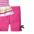 thumbnail image 5 of Scyoekwg Little Girls 2 Piece Outfits Crew Neck Comfy Sleeveless Casual Fashion Print Flying Sleeve Striped Print Top Base Layer Short Pants Outfits, Hot Pink, 5-6 Years, 5 of 5
