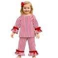 thumbnail image 2 of BOOMNY Child Girls Pajamas Sets 2 Peice Striped Long Sleeve Sleepwear Tops Pants Pjs Set for Kids Cozy Loungewear Homewear, 2 of 8