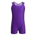 thumbnail image 4 of Yruioon Kids Girls Sleeveless Strappy Ballet Dance Unitards Gymnastics Leotards Athletic Dancewear Purple 11-12, 4 of 7