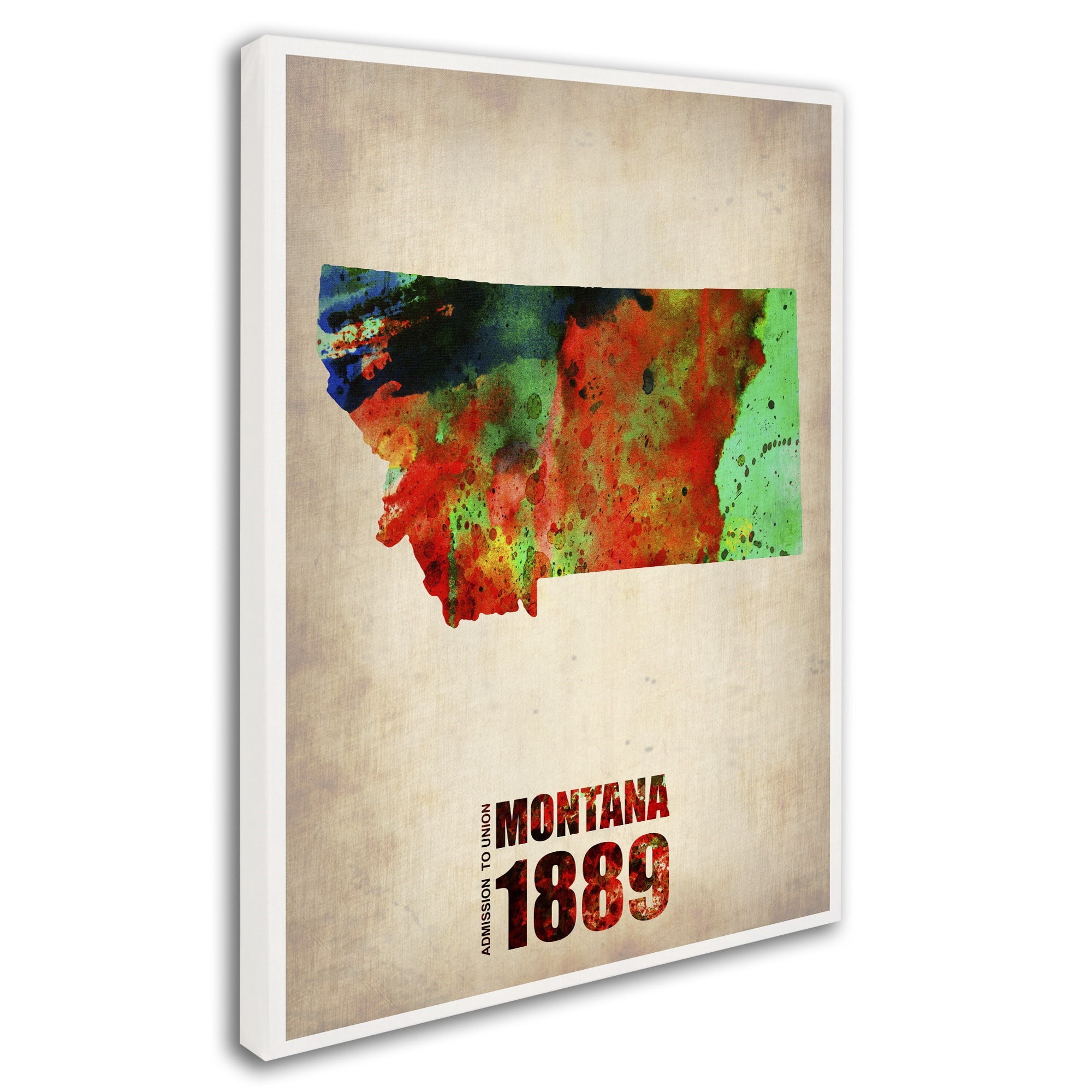 Trademark Fine Art "Montana Watercolor Map" Canvas Art by Naxart
