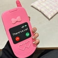 thumbnail image 2 of Hot Pink Mobile Phone Case Compatible with iPhone 13 Pro/14 Pro, Cute 3D Cartoon Retro Rose Red Funny iPhone Cases Full Protective Soft Shockproof Silicone Case, 2 of 6