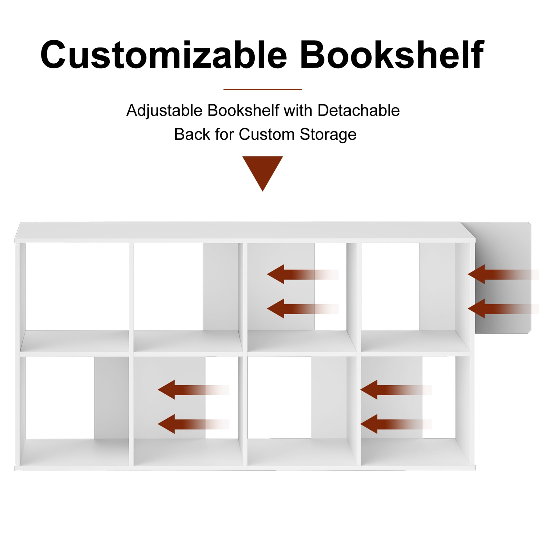 CONCETTA 8 Cube Storage Organizer, Open Corner Bookshelf with Removable Back Panels for Living Room Bedroom Office, White