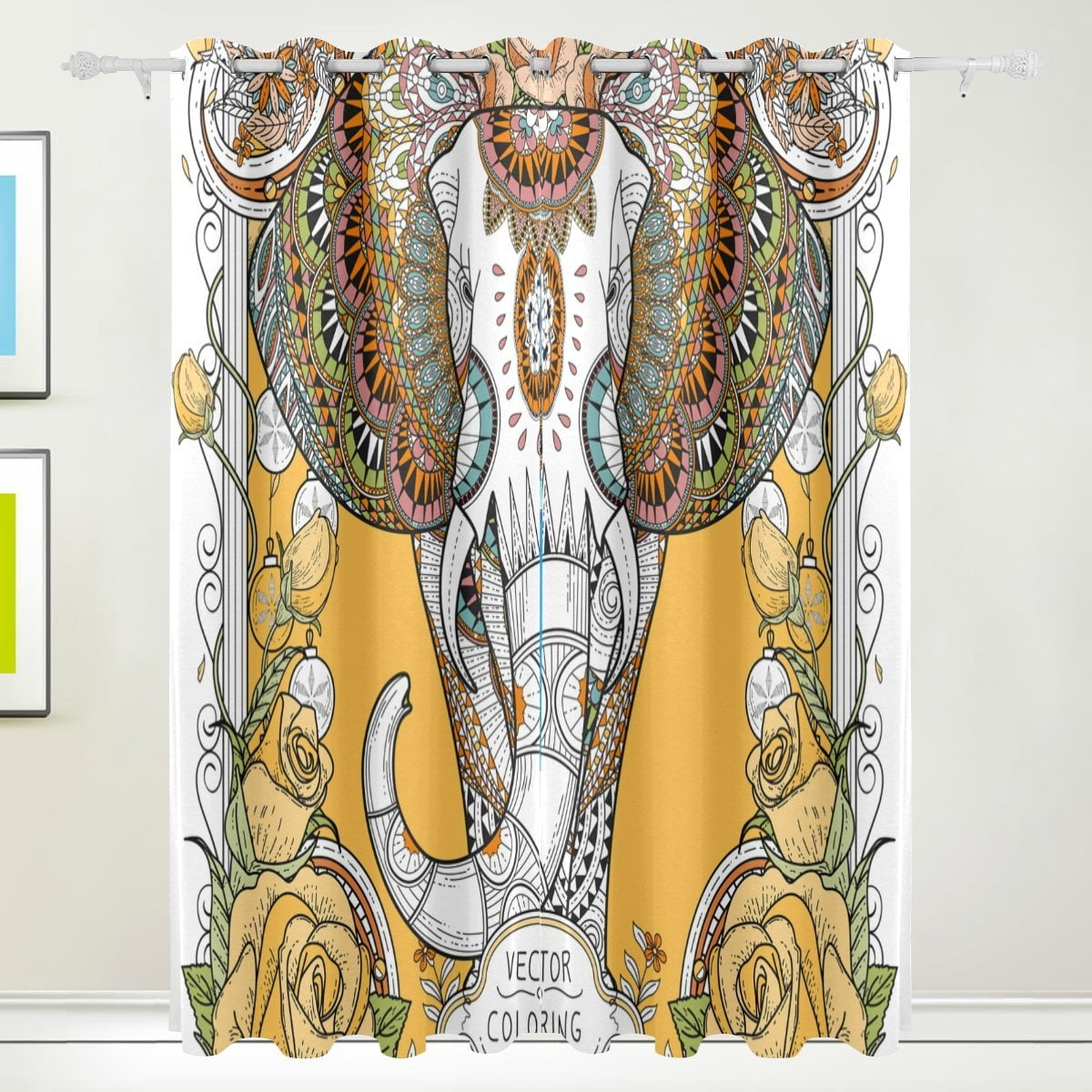 POPCreation Splendid Elephant Window Curtain Blackout Curtains