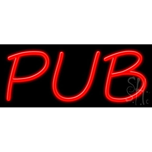 Pub LED Neon Sign 10 x 24 - inches, Clear Edge Cut Acrylic Backing, with Dimmer - Bright and Premium built indoor LED Neon Sign for Bar decor.