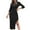 Black, variant on Sweater Dress for Women Midi Women's V Neck Sweater Dress Puff Long Sleeve Slim Bodycon Fall Winter Ribbed Knit Dresss