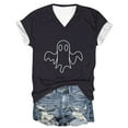 thumbnail image 4 of Drses‌‌ ‌‌‌‌‌‌‌‌‌Women's Halloween Pumpkin Ghost T-Shirt - V-Neck Short Sleeve Graphic Tee for Spooky Season, 4 of 5