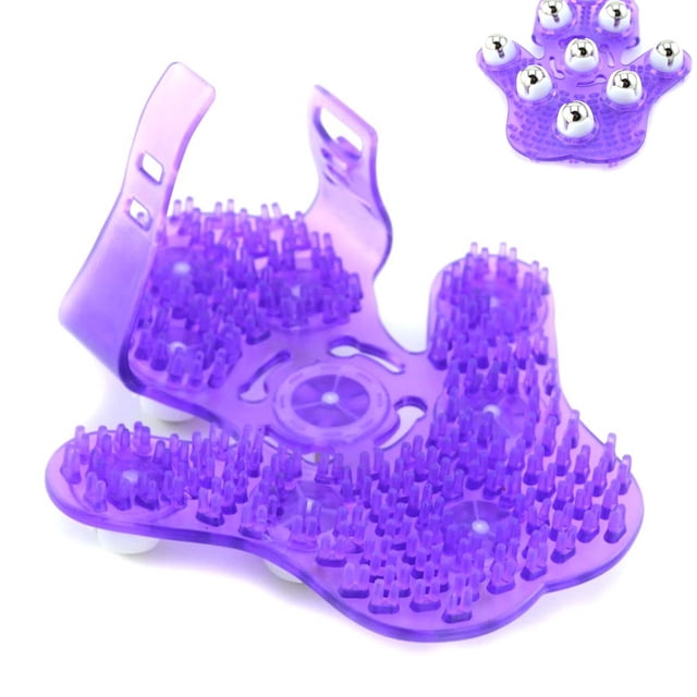 Guante de masaje en forma de palma, masajeador corporal con 9 rodillos de 360 grados, bola de rodillos de metal, cuidado corporal de belleza (púrpura) Xemadio SNFLD1708