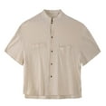 thumbnail image 5 of Short Sleeve Shirts Short Sleeve Casual Shirts for Men Men's Linen Shirts Short Sleeve Mens Linen Short Sleeve Shirt Sale Items Clearance Today, 5 of 5