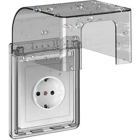 Vallaes Type 86 Waterproof Wall Electrical Socket Cover, Waterproof Power Socket, Self-Adhesive Socket Switch Cover, 10.8x7.5x12.3cm, for Bathroom and Kitchen Socket