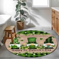 thumbnail image 4 of Area Rug 36in, Happy St. Patrick's Clovers Dwarf with Gold Coin Floor Carpet Living Room Rug, Green Check on Wooden Non-Slip Welcome Mat Indoor Rugs for Bedroom Dining Room, 4 of 9