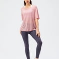 thumbnail image 3 of SWSMCLT Women's Soft Shirt T Shirt Workout Short Sleeve Side Split See Through Summer High Low Tshirt Running Fashion Pink 4, 3 of 4