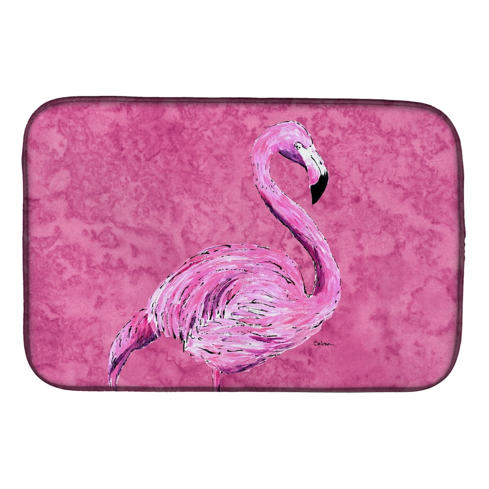 Flamingo on Pink Dish Drying Mat