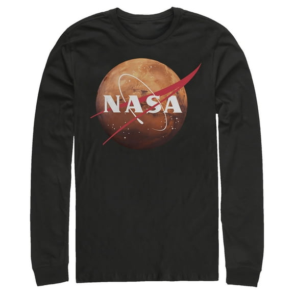 Men's NASA Mars Logo  Long Sleeve Shirt Black Small