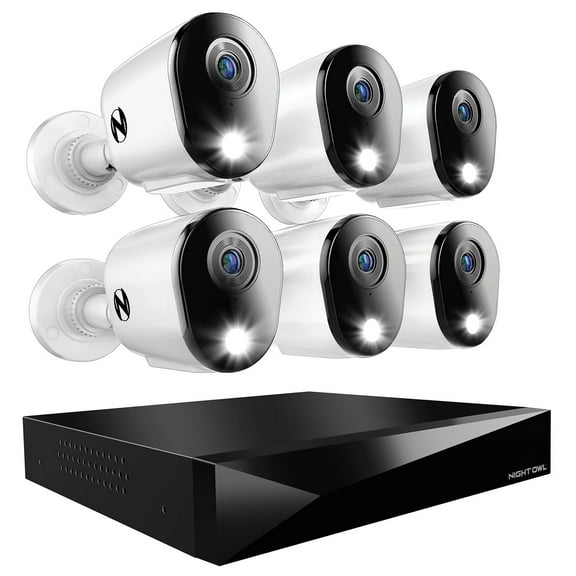 Night Owl 2-Way Audio 12 Channel DVR Security System with 2TB Hard Drive and 6 Wired 2K Deterrence Cameras