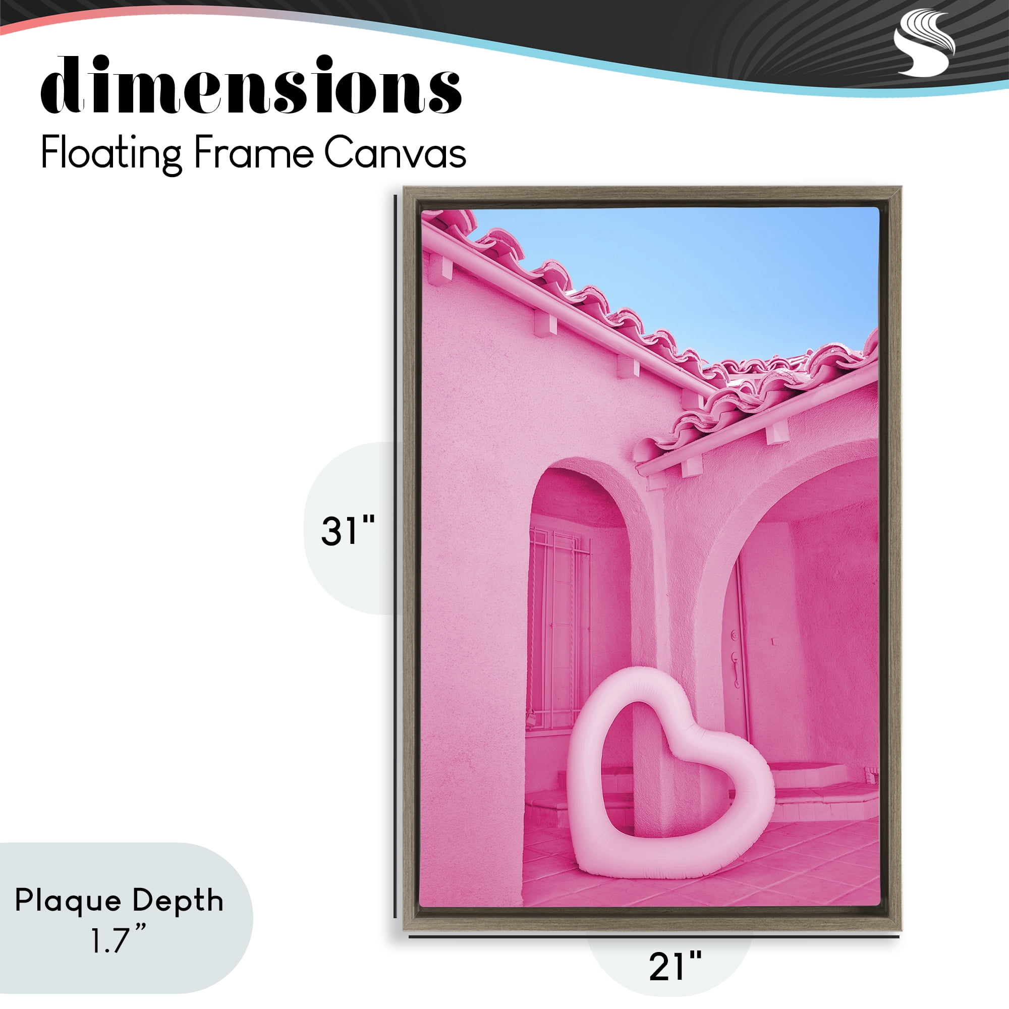 Stupell Industries Pink Pop Heart at Villa Brown Framed Floater Canvas Wall Art, design by LISH Creative
