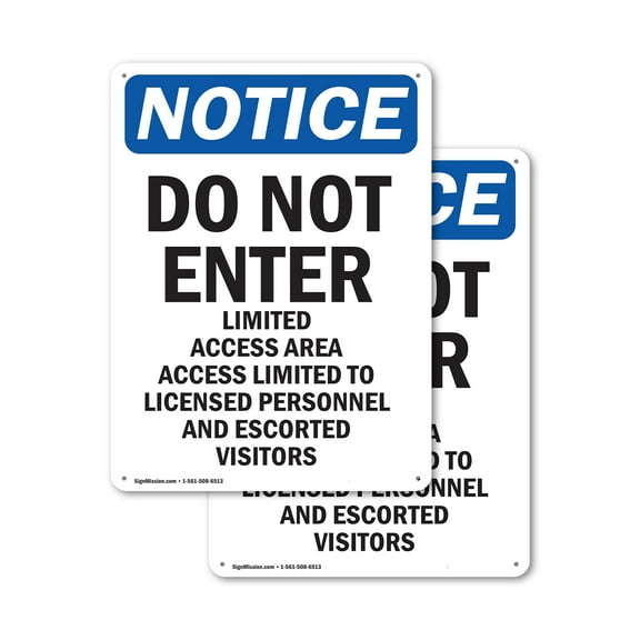 (2 Pack) Do Not Enter Limited Access Area OSHA Notice Sign 12 Inch X 18 Inch Indoor / Outdoor Rust-Free Aluminum Metal Signs for Workplace, Workshop, and Construction Site, Made in the USA