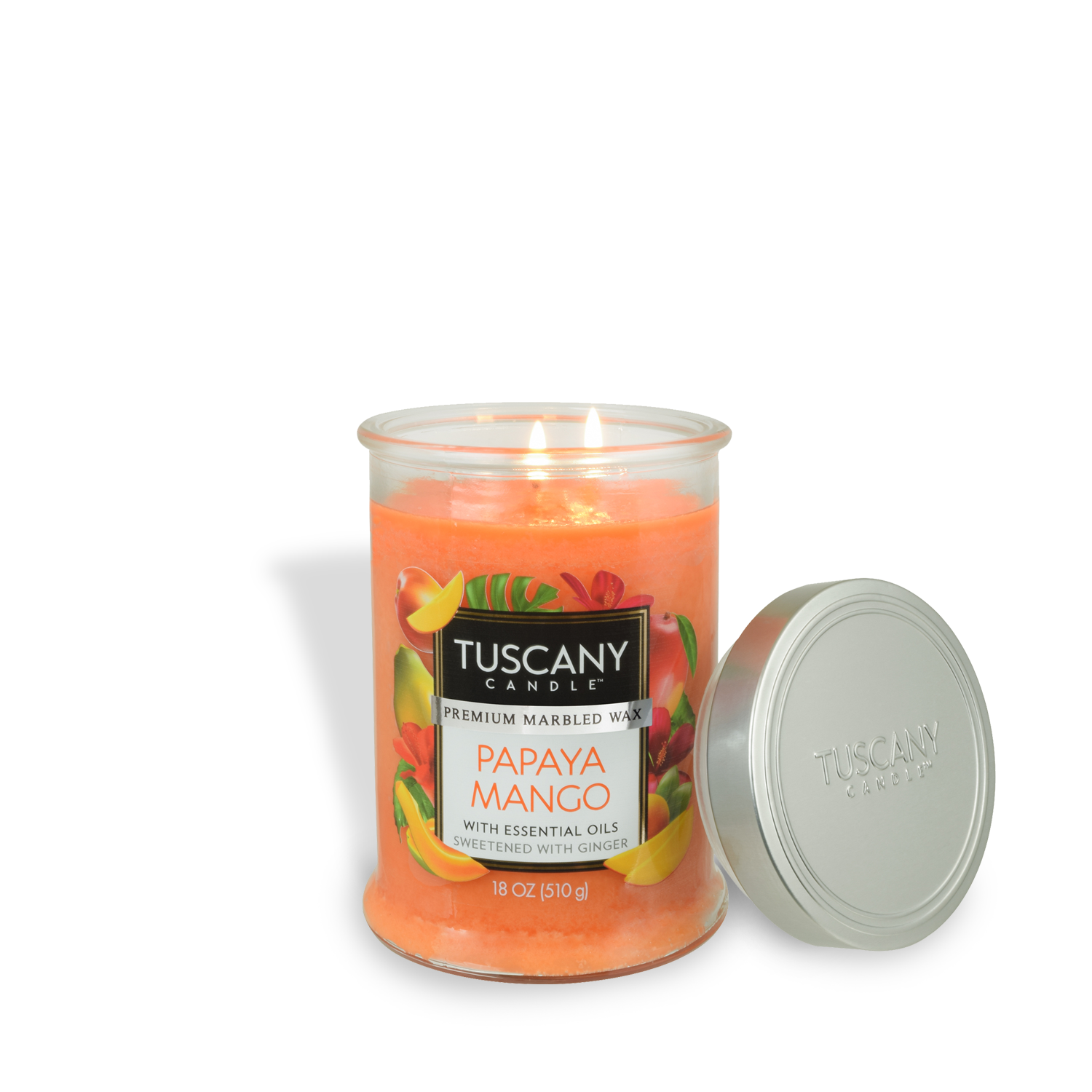 Tuscany Candle Papaya Mango Scented Jar Candle Tropical Fruit 18 Ounce