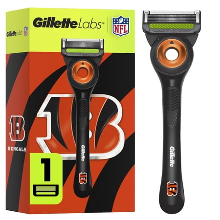 Gillette Labs Official Bengals Licensed Razor for Men 1 Handle 1 Blade Refill Perfect for Game Day Grooming Gillette Labs with Exfoliating Bar