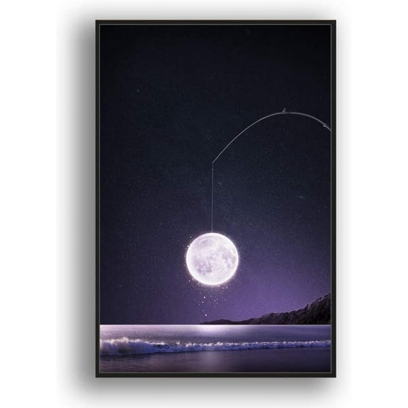 IDEA4WALL Framed Canvas Wall Art for Living Room, Bedroom Moon with Bright Canvas Prints for Modern Home Decoration Ready to Hang
