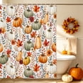 thumbnail image 3 of Shower Curtains for Bathroom-36"x72",Thanksgiving Pumpkin Flower Waterproof Bath Curtain Grommet Shower Curtain Set with Hooks, 3 of 9