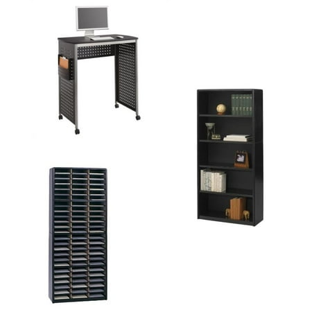 Value Sorter 3 Piece Office Set Standing Desk Bookcase and File Organizer