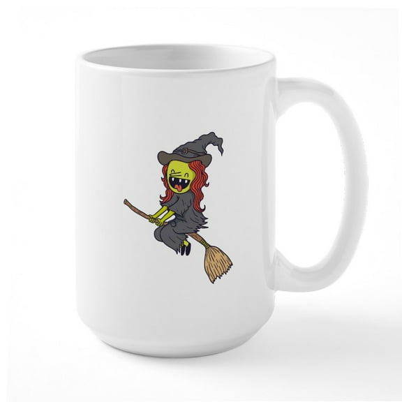 CafePress - Halloween Flying Witch Large Mug - 15 oz Ceramic Large White Novelty Mug