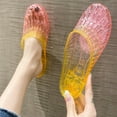thumbnail image 4 of HOWPAY Slippers for Women Glitter Clear Flats Hollow out on Sandals Summer Beach Jelly Shoes Transparent Closed Toe Casual Slide Yellow 40, 4 of 8