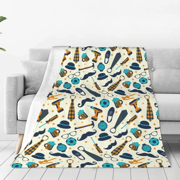 Fotbe Fathers day Manta de Franela Acolchonada con Estampado, Súper Suave y Esponjosa, Extra Grande para Sofá, Cama, Uso Todo el Año-50"x40"