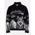 thumbnail image 5 of No Boundaries Mock Neck Quarter Zip Fleece Graphic Print Pullover, Men’s XS-4XLT, 5 of 5