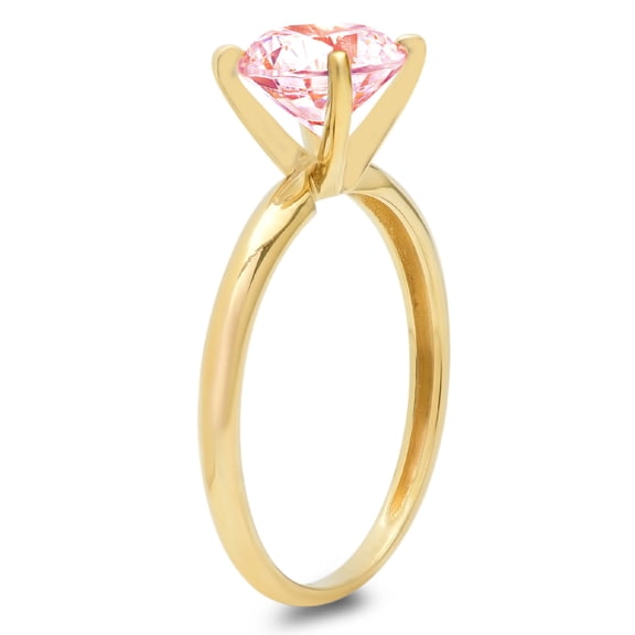 1.5 ct Round Cut Simulated Pink Diamond Solitaire Engagement Ring for Women in 18K Yellow Gold