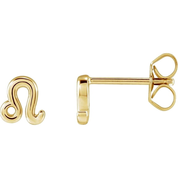 14k Yellow Gold Leo Polished Zodiac Stud Earrings Stud Earring for Women - .9 Grams