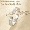 thumbnail image 3 of Wuziwen 3mm Open Wedding Bands for Women Sterling Silver Rings Anniversary Eternity Stackable Rings CZ Size 6, 3 of 9