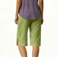 thumbnail image 6 of Womens Bermuda Shorts Cotton Linen Knee Length Elastic Waist Baggy Capris Loose Summer Beach Shorts for Seniors Army Green M, 6 of 6