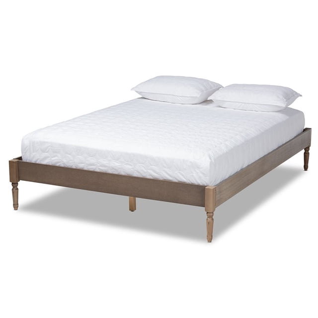 Baxton Studio Colette Mid-Century Wood Platform Queen Bed in Weathered Gray