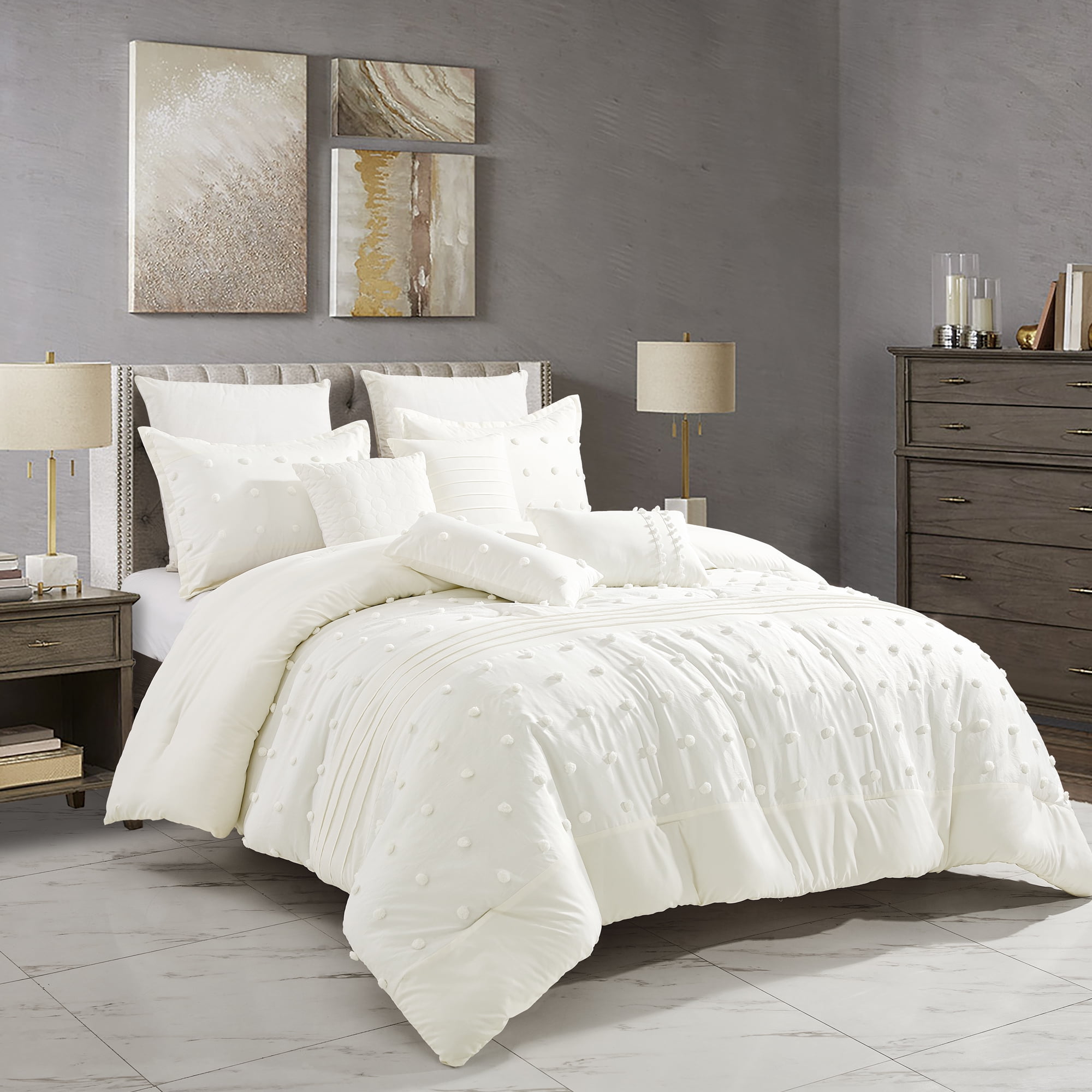 Shatex 7 Piece All Season Bedding King size Comforter Set, Ultra Soft  Polyester Elegant Bedding Comforters——Selby 7PC COMFORTER SET 