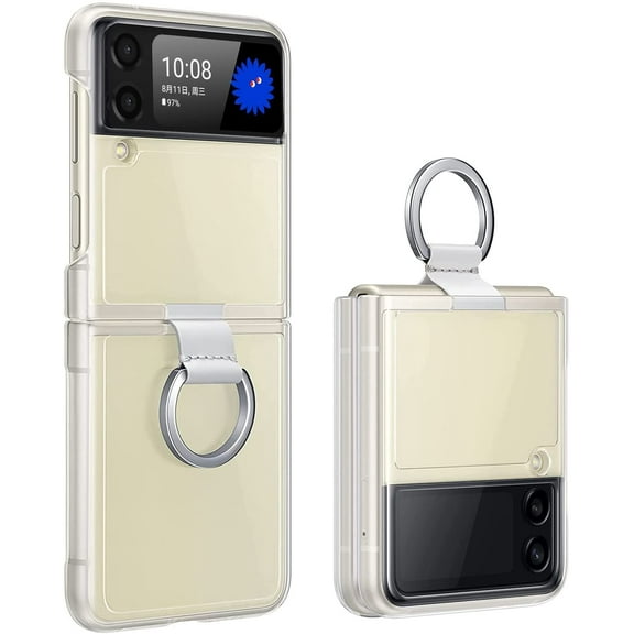 for Samsung Galaxy Z Flip 3 Case, Clear Protective Cover with Ring, Ultra Thin Shockproof Case for Galaxy Z Flip 3-Transparent