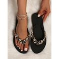 thumbnail image 1 of Women Rhinestone Decor Flip Flops, Black PVC Slippers, 1 of 5