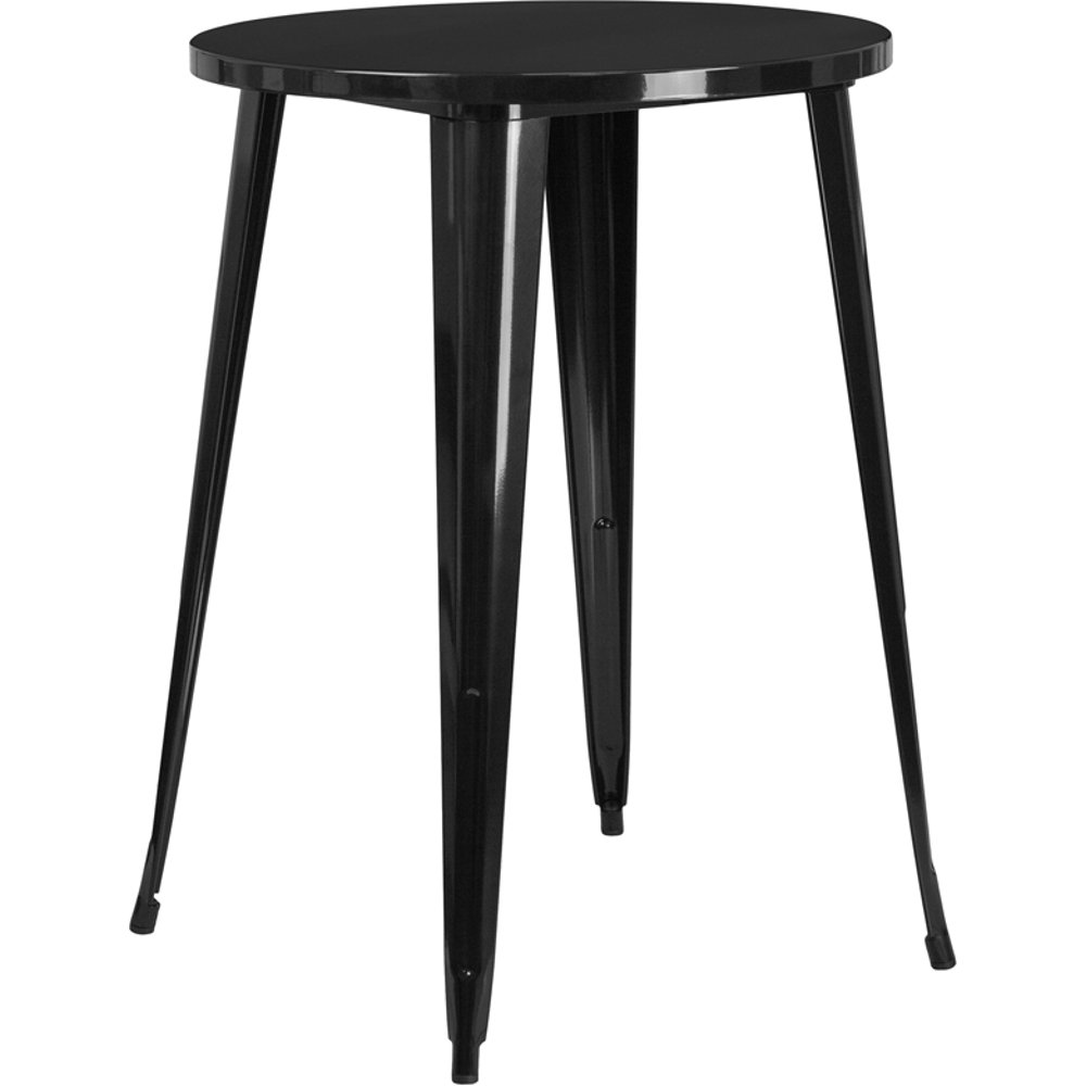 Commercial Grade 30" Round Black Metal IndoorOutdoor Bar Height Table